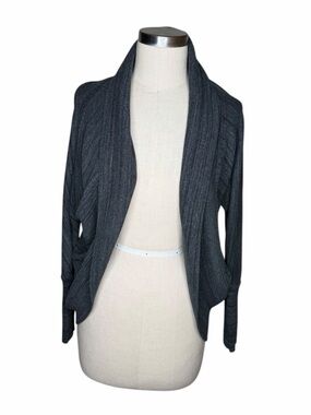 WILFRED Aritzia Gray Dark Charcoal Draped Open-Front Diderot Cardigan Size XXS